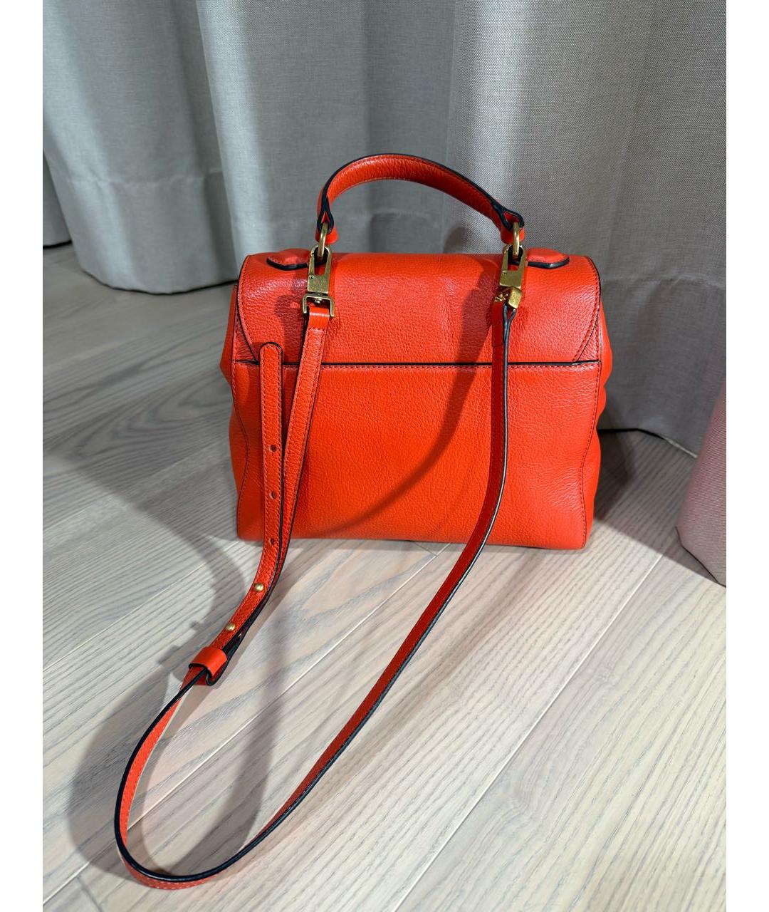 COCCINELLE Оранжевая кожаная сумка с короткими ручками, фото 3