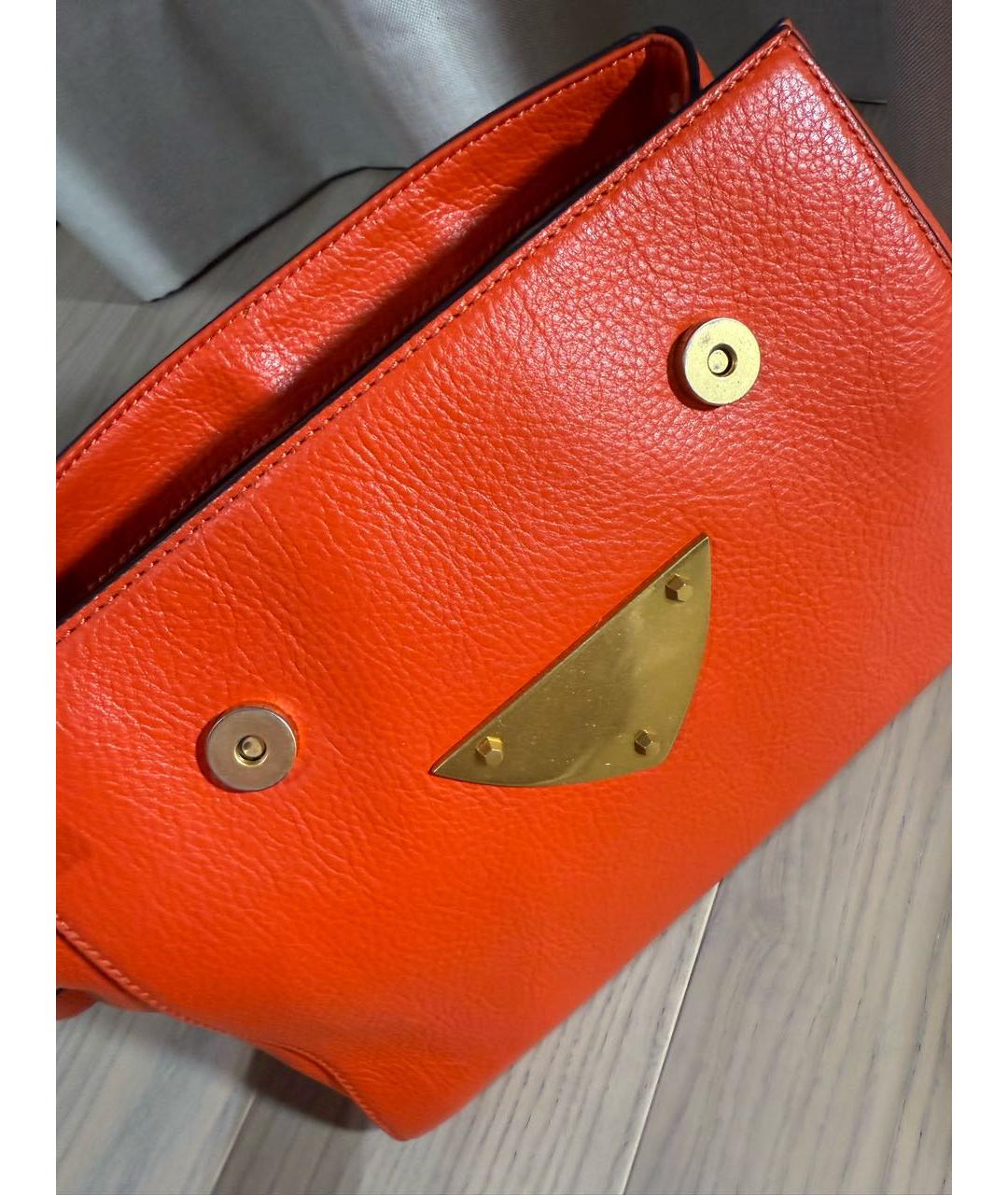 COCCINELLE Оранжевая кожаная сумка с короткими ручками, фото 6