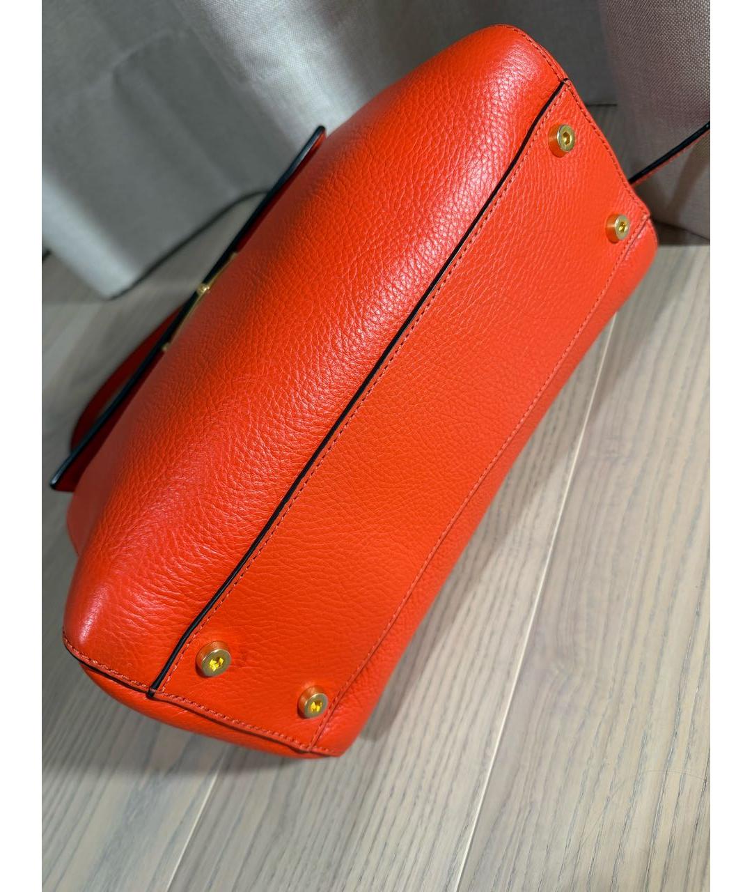 COCCINELLE Оранжевая кожаная сумка с короткими ручками, фото 7