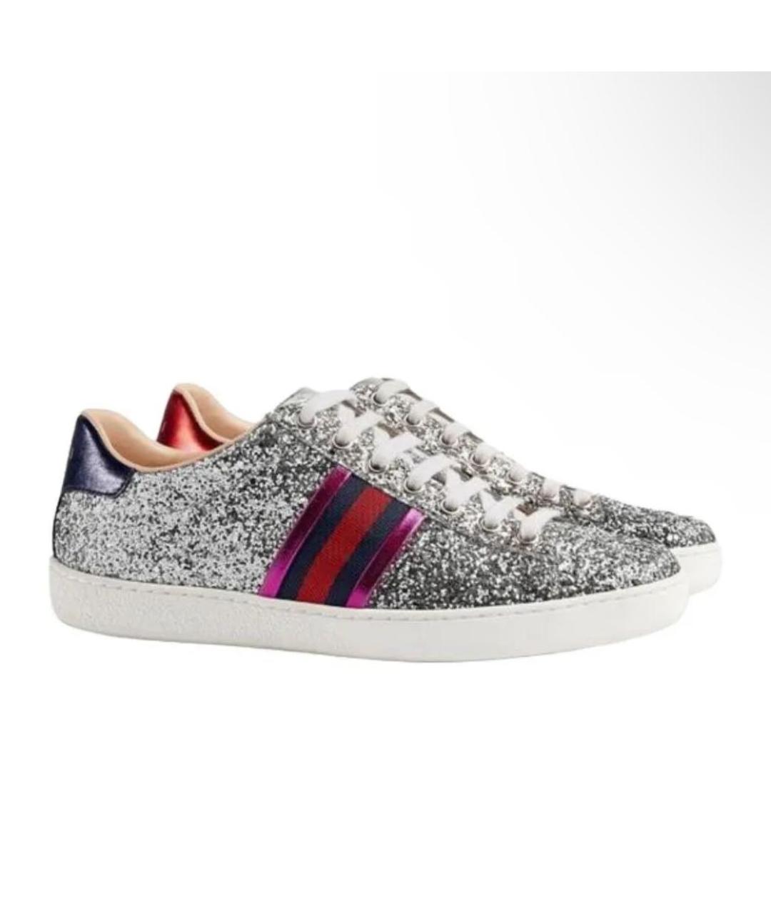 GUCCI Серебряные кроссовки, фото 2