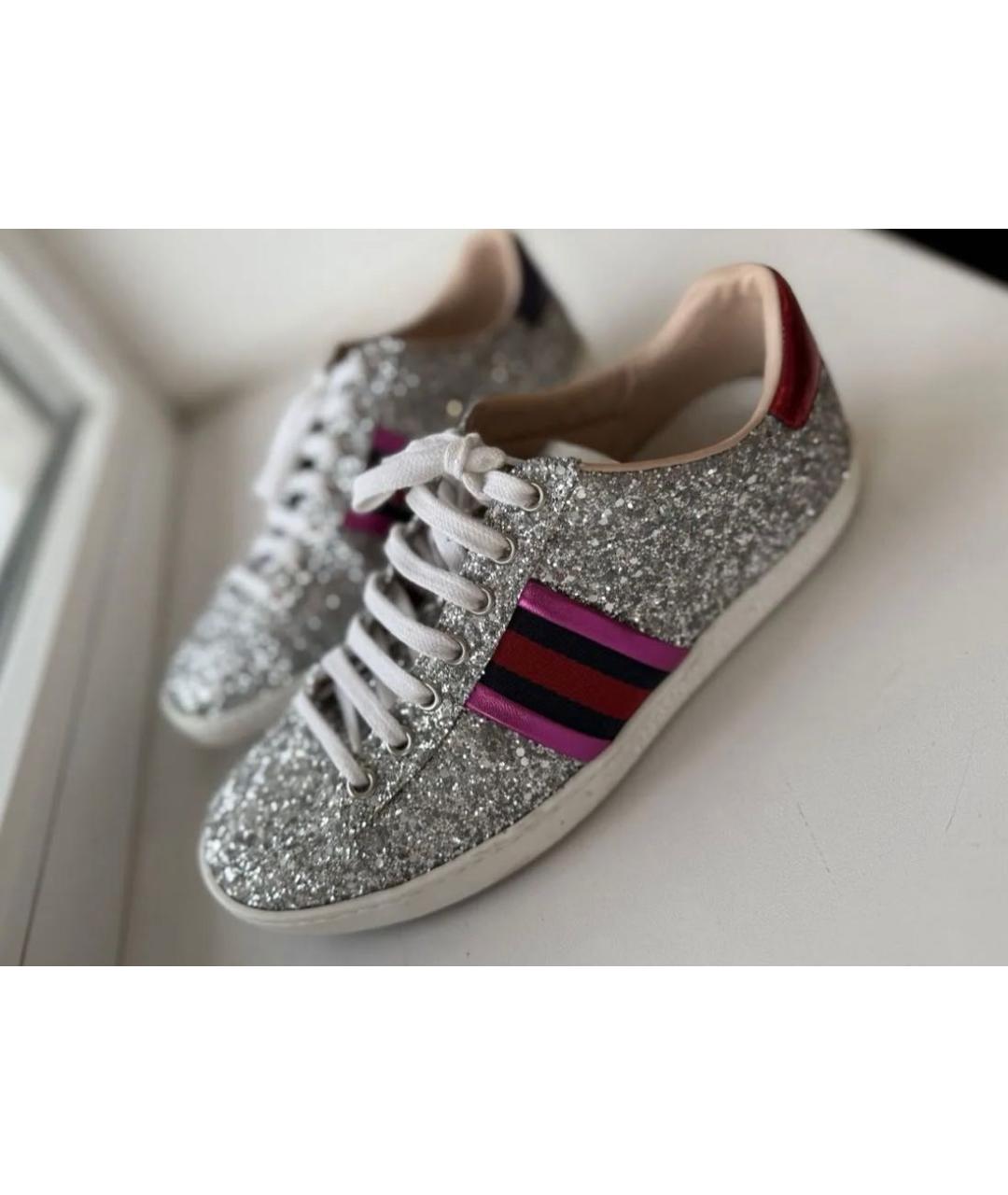 GUCCI Серебряные кроссовки, фото 7