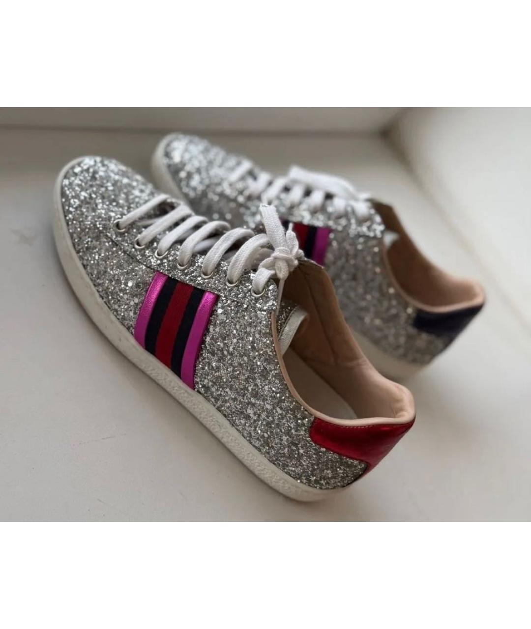 GUCCI Серебряные кроссовки, фото 6