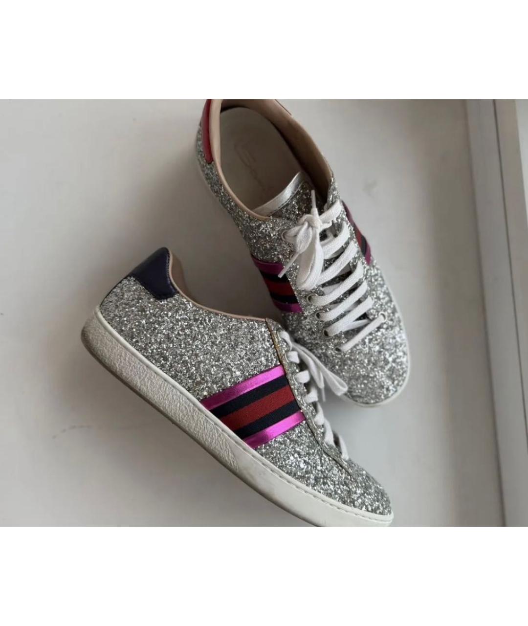 GUCCI Серебряные кроссовки, фото 4