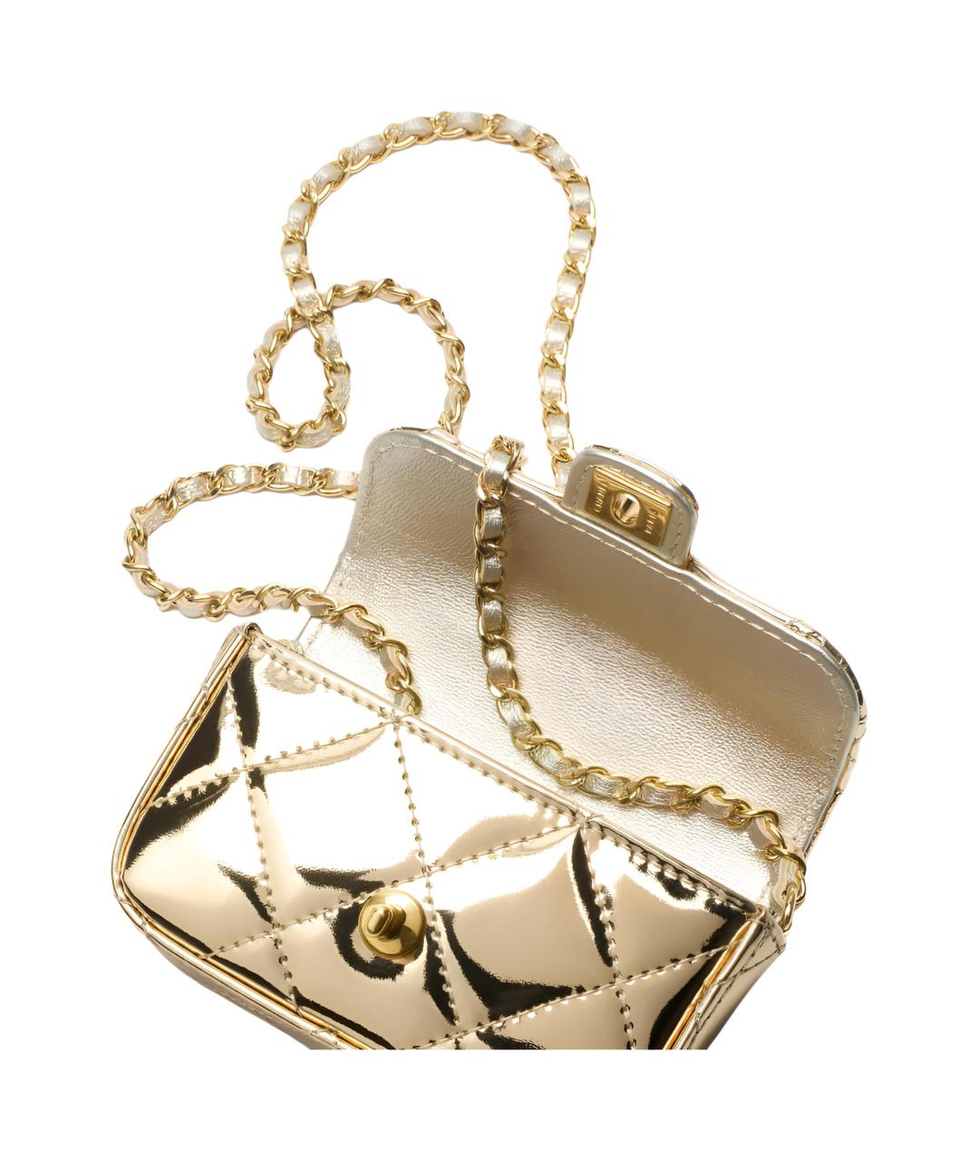 CHANEL Золотая сумка через плечо, фото 4