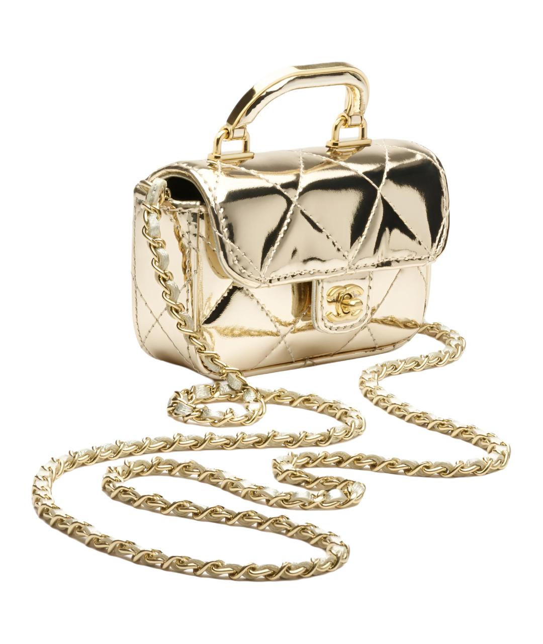 CHANEL Золотая сумка через плечо, фото 3