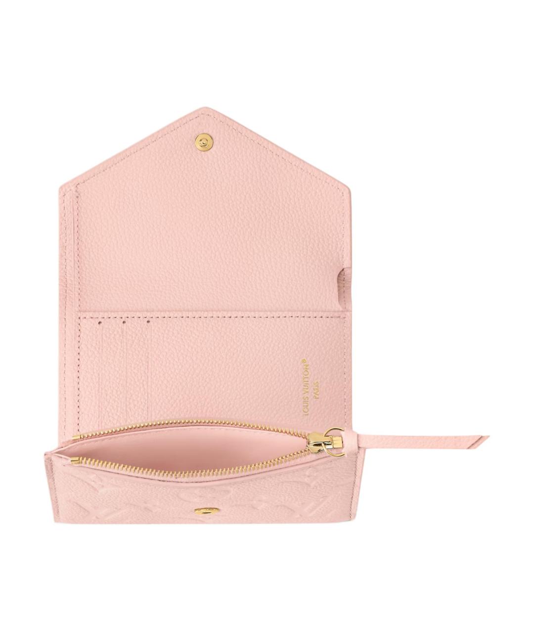 LOUIS VUITTON Розовый кожаный кошелек, фото 4