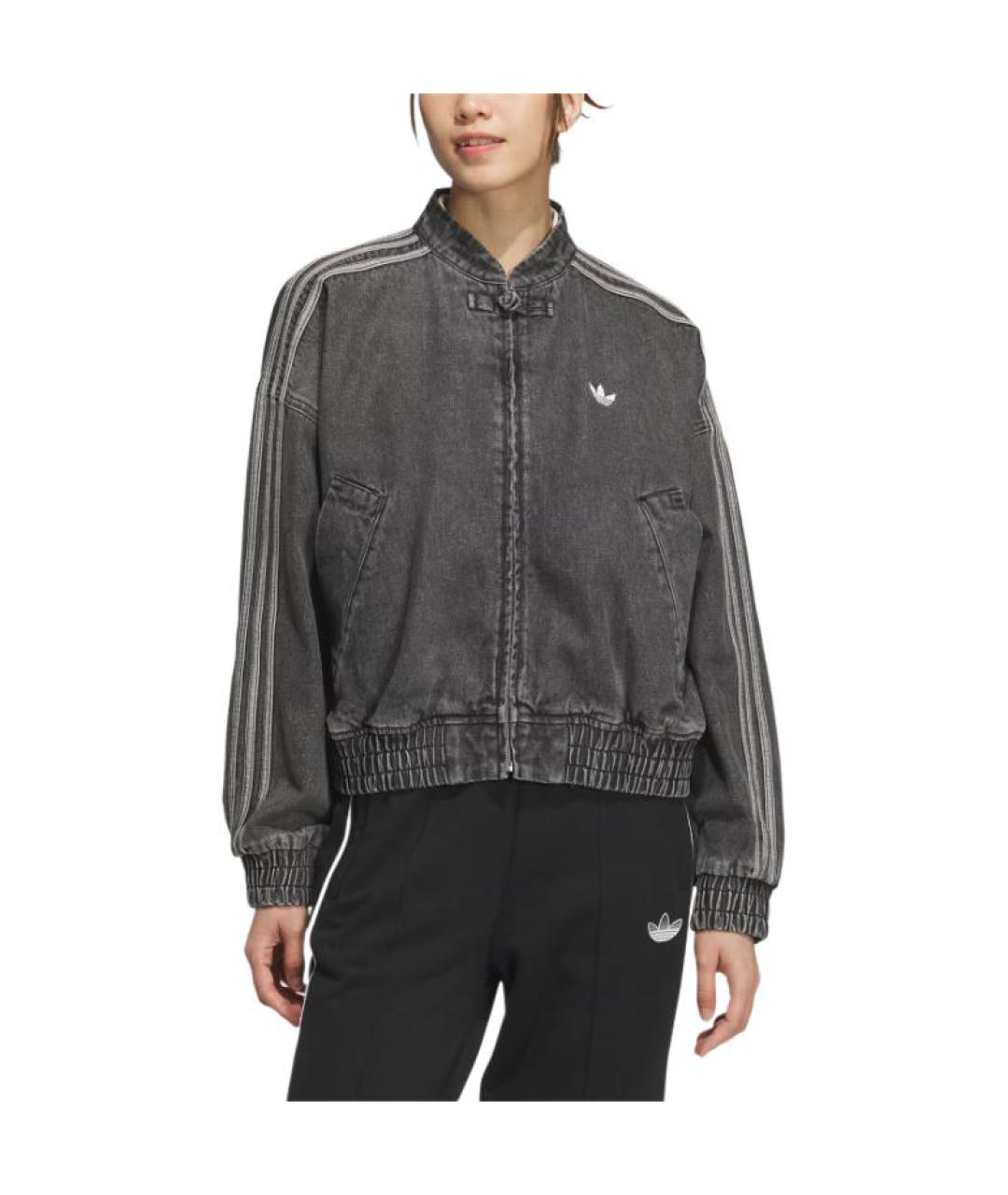 ADIDAS Антрацитовая деним куртка, фото 2