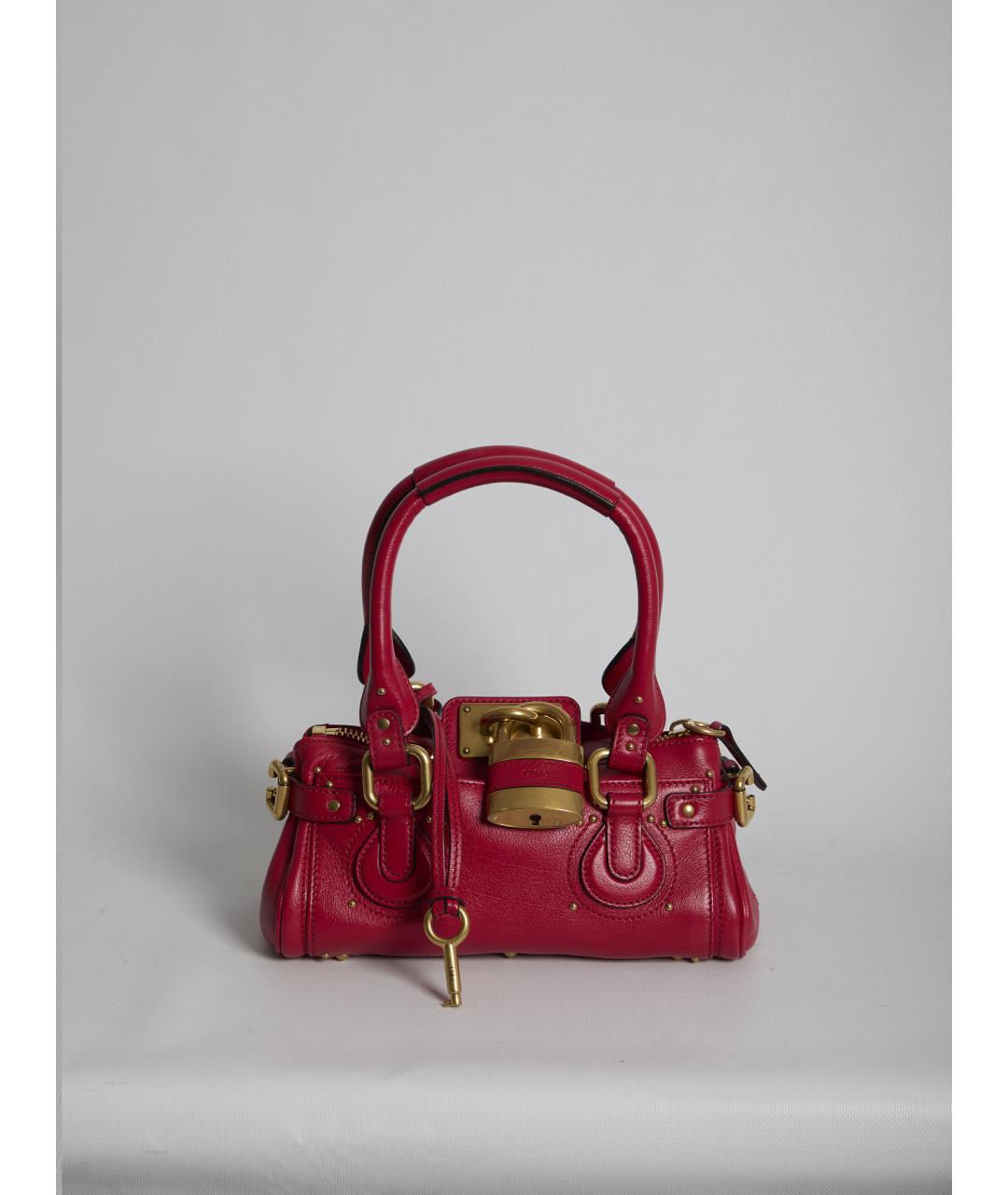 CHLOE Красная кожаная сумка с короткими ручками, фото 5