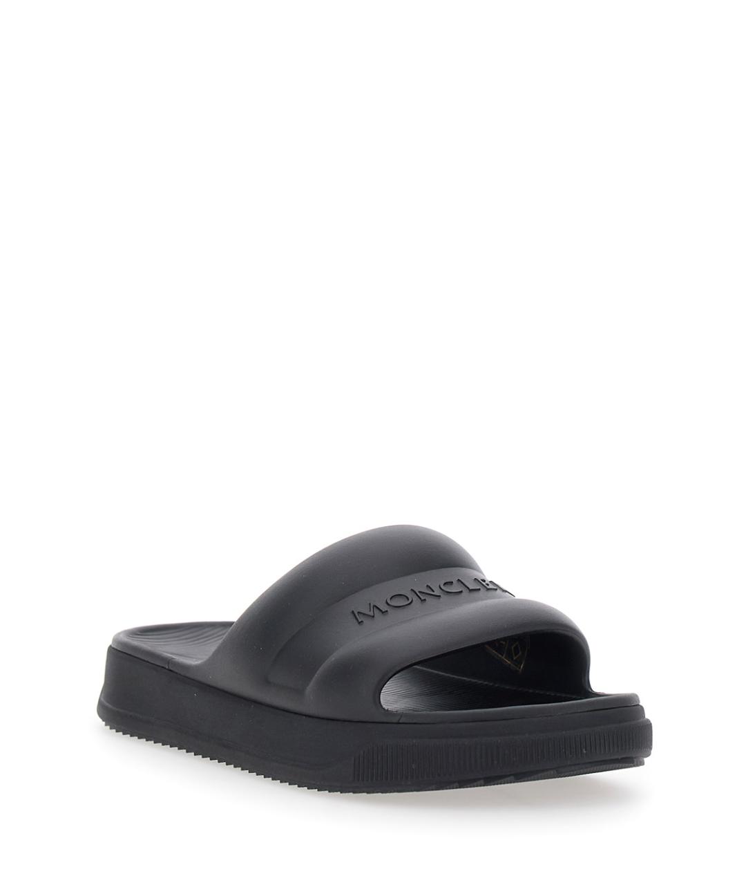 MONCLER Черные резиновые шлепанцы, фото 2