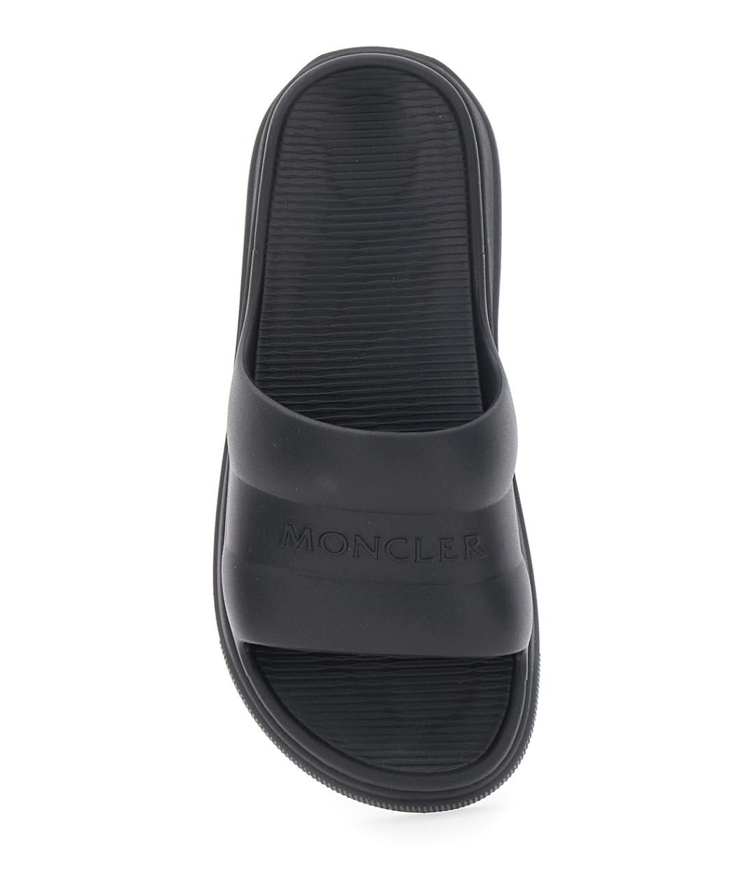 MONCLER Черные резиновые шлепанцы, фото 3