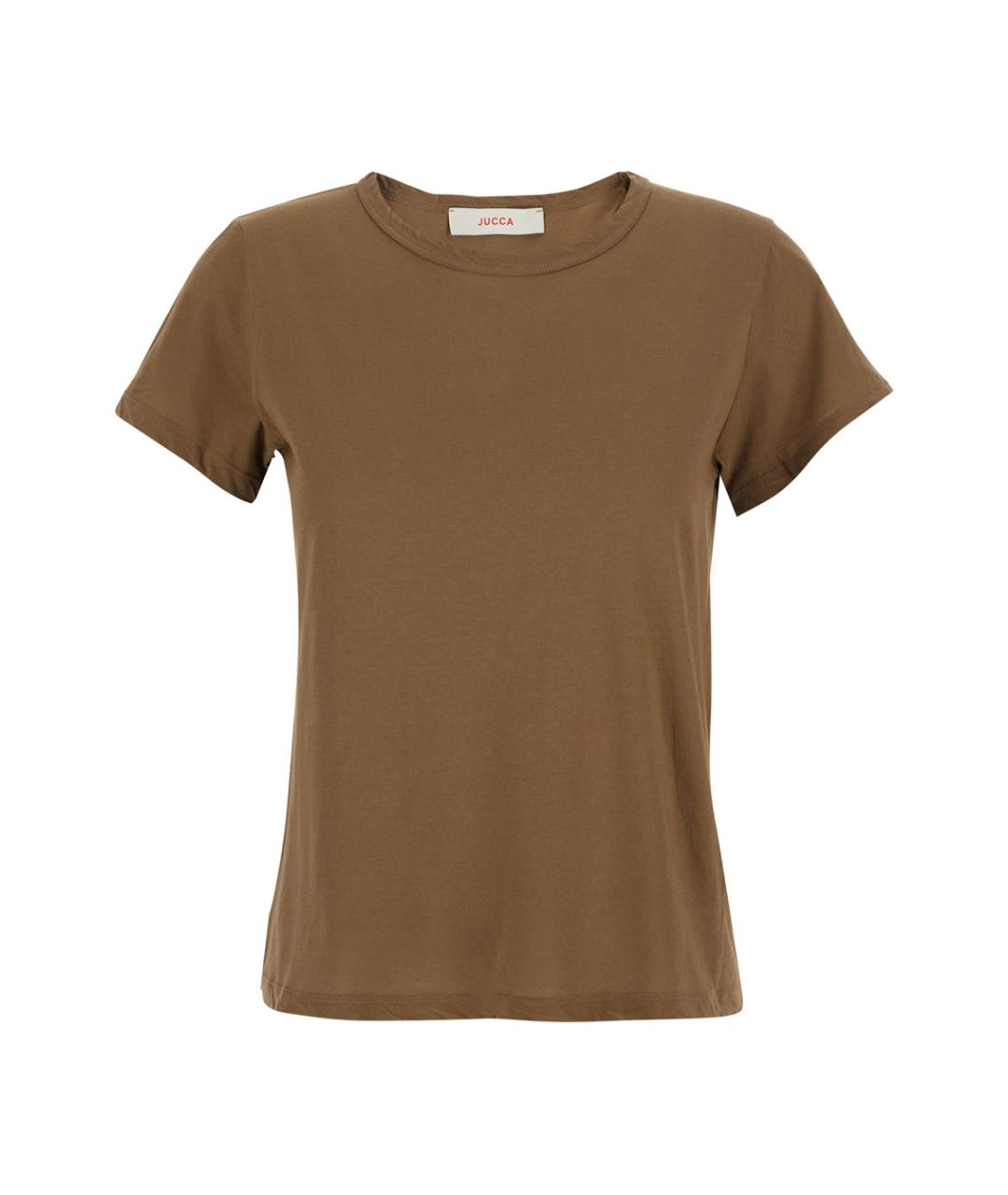 JUCCA Коричневая хлопковая футболка, фото 1