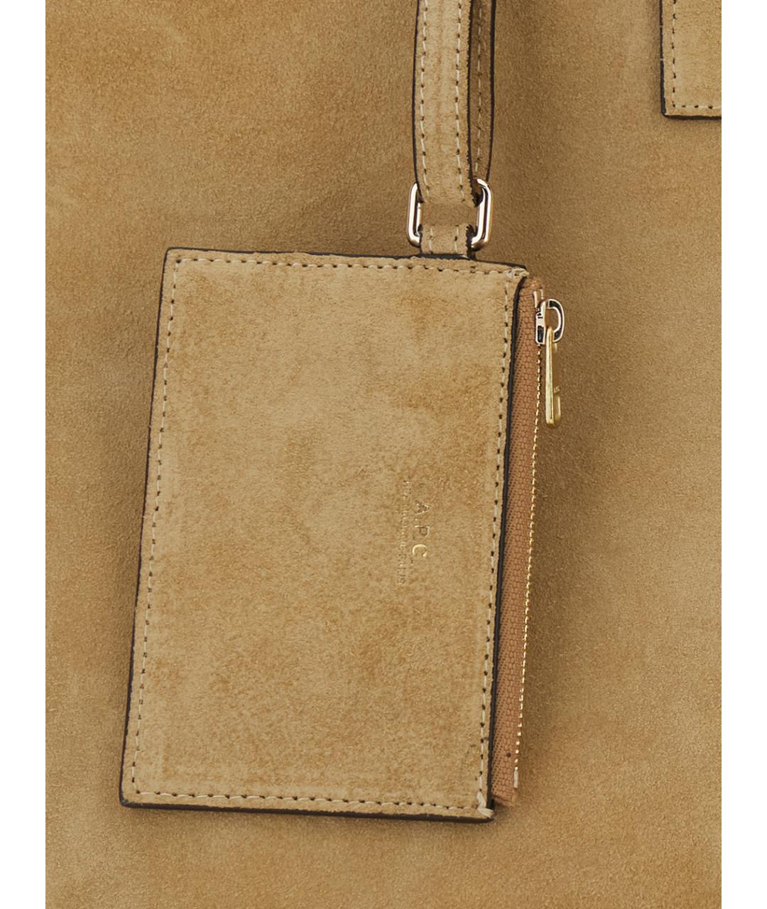 A.P.C. Бежевая кожаная сумка тоут, фото 3