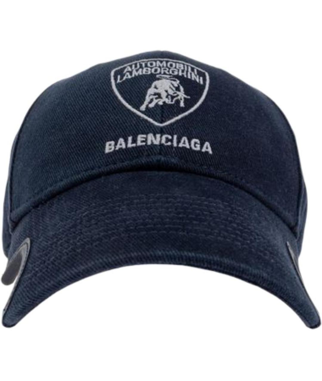 BALENCIAGA Темно-синяя хлопковая кепка/бейсболка, фото 1