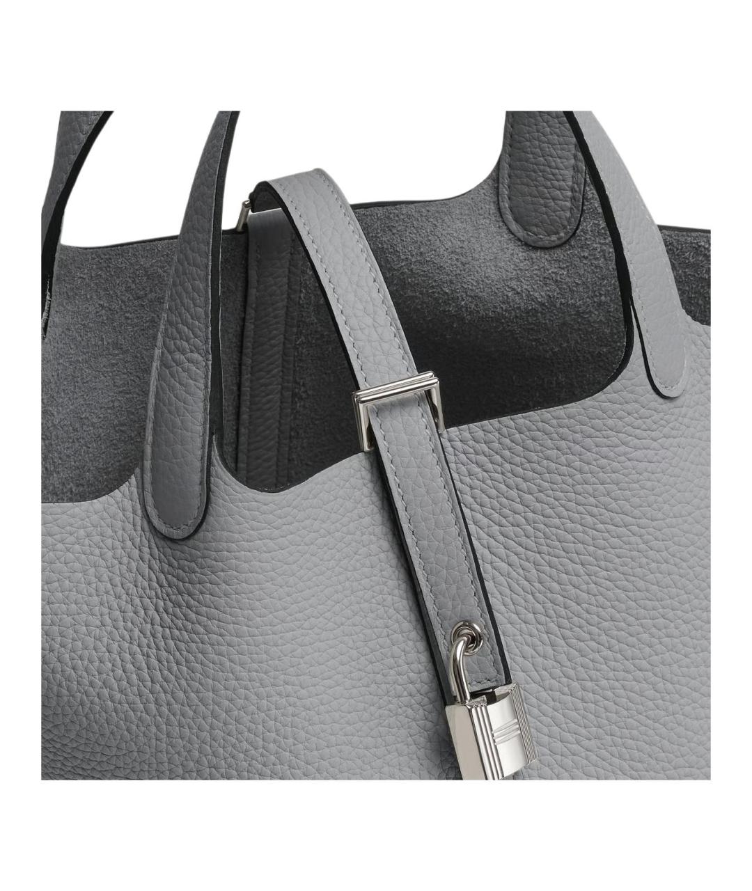 HERMES Серая кожаная сумка через плечо, фото 4