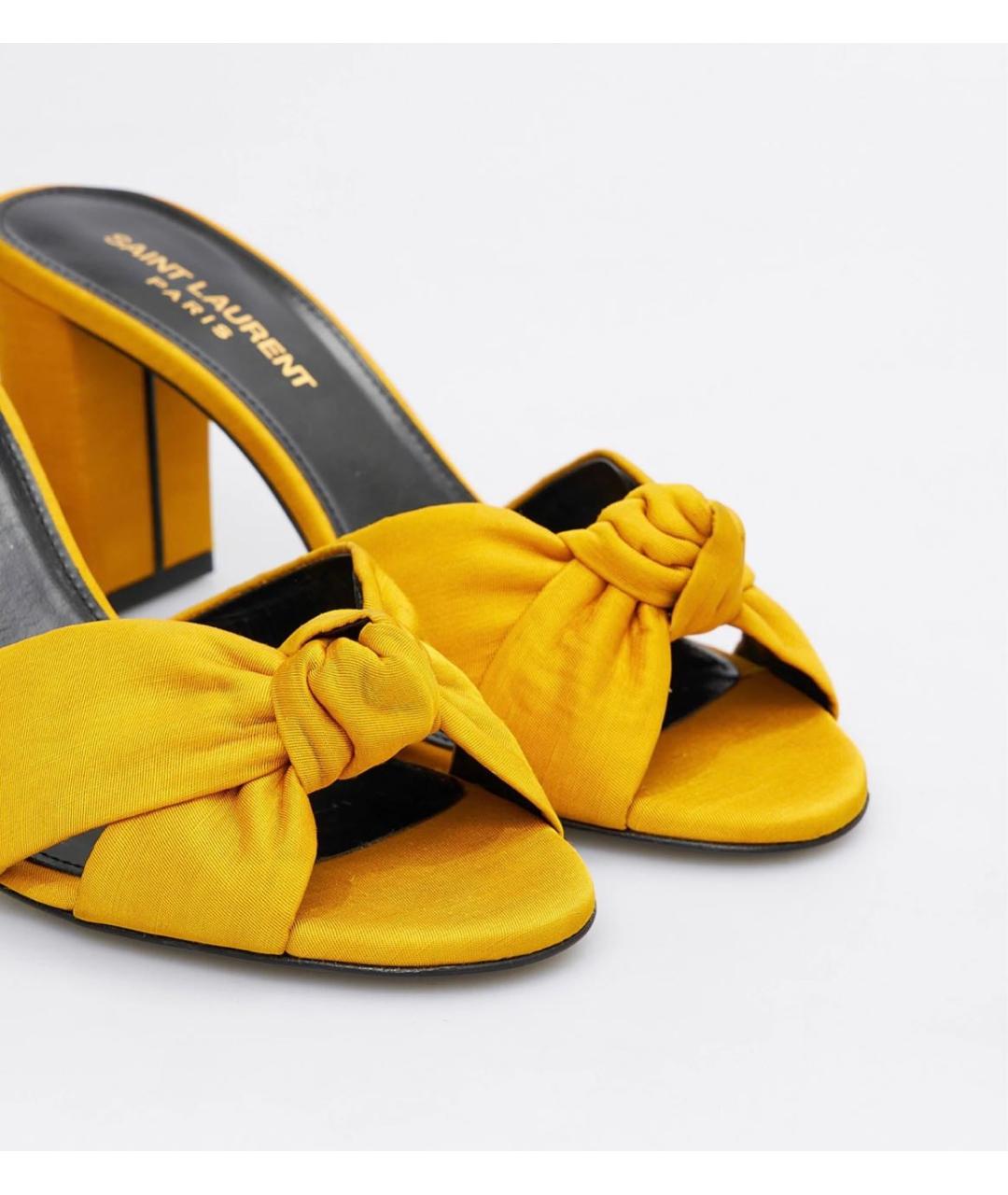 SAINT LAURENT Желтые текстильные босоножки, фото 3