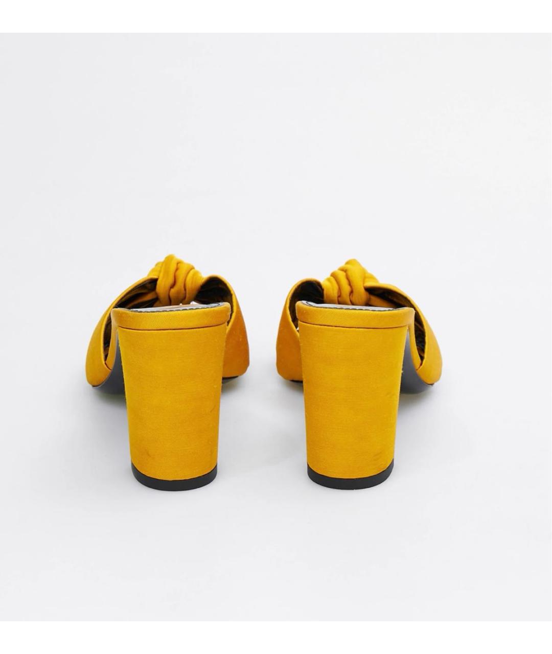 SAINT LAURENT Желтые текстильные босоножки, фото 4