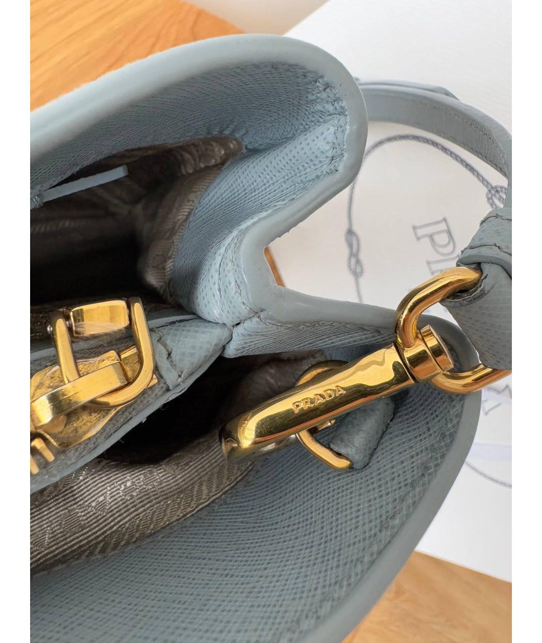 PRADA Голубая кожаная сумка тоут, фото 5