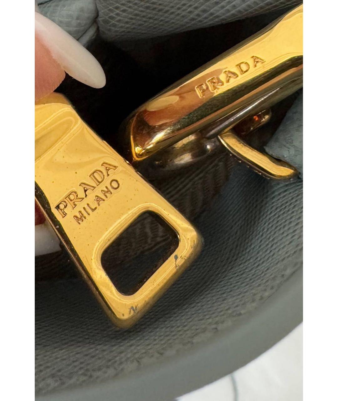 PRADA Голубая кожаная сумка тоут, фото 8