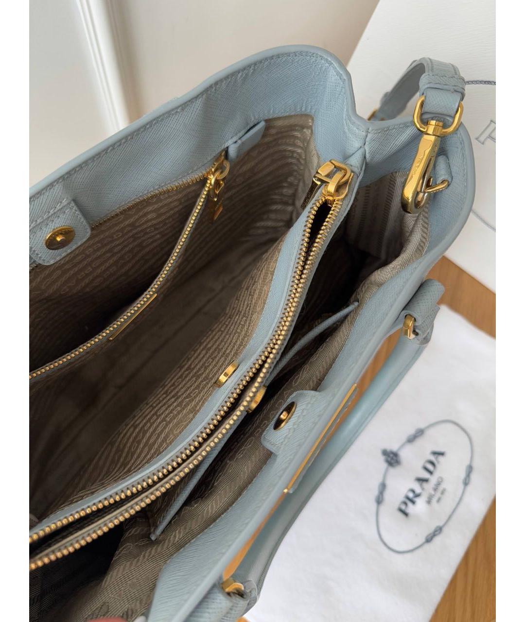 PRADA Голубая кожаная сумка тоут, фото 4