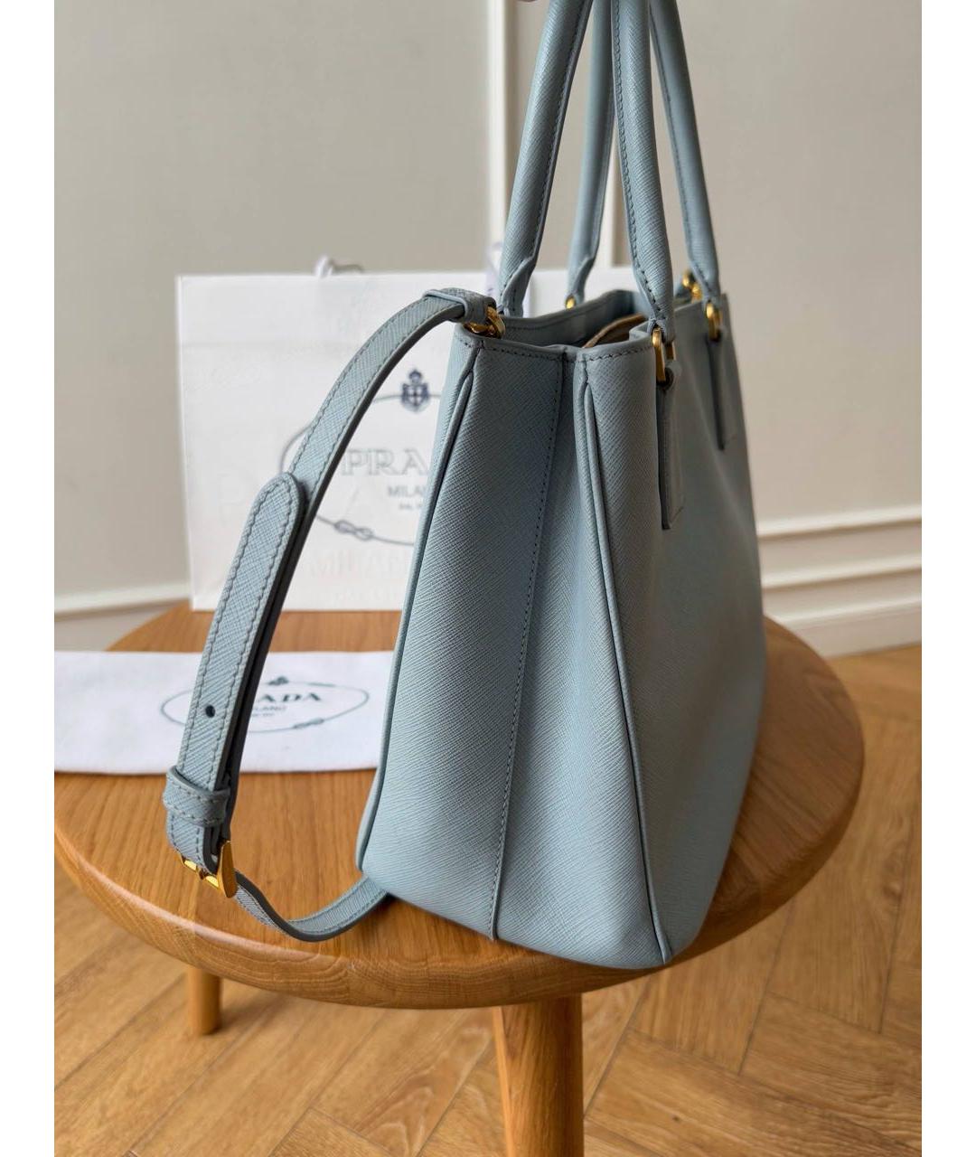 PRADA Голубая кожаная сумка тоут, фото 6