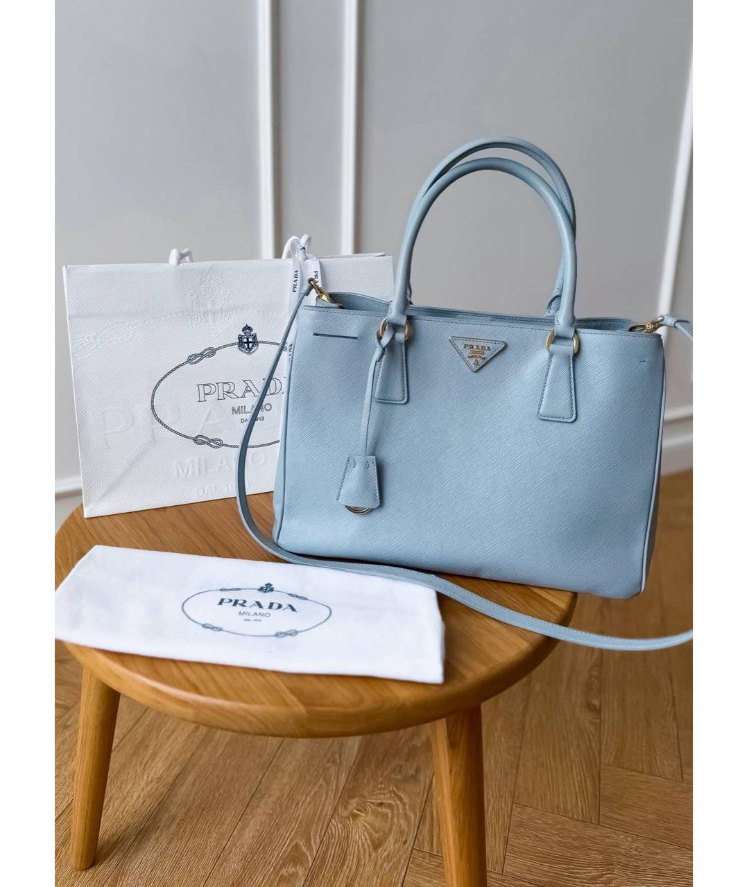 PRADA Голубая кожаная сумка тоут, фото 2