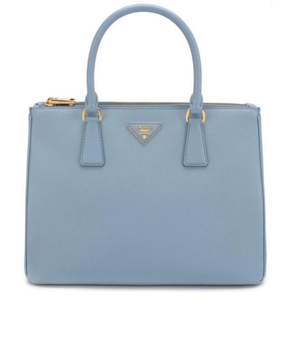 PRADA Голубая кожаная сумка тоут, фото 9