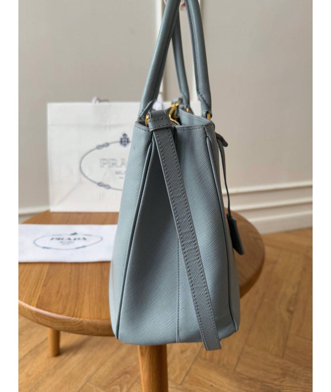 PRADA Голубая кожаная сумка тоут, фото 7