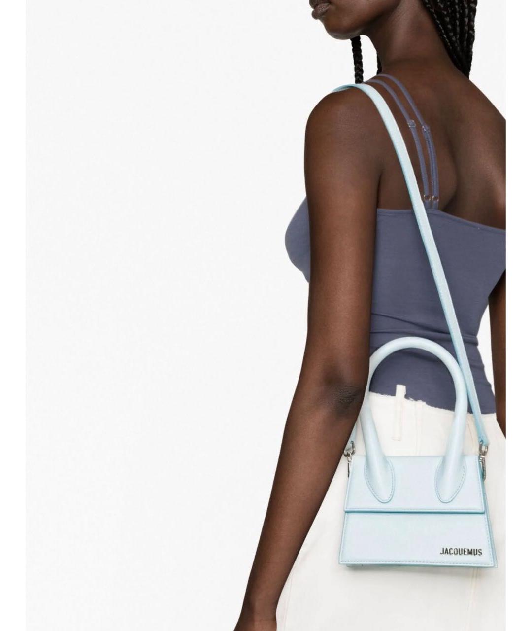 JACQUEMUS Голубая кожаная сумка тоут, фото 5