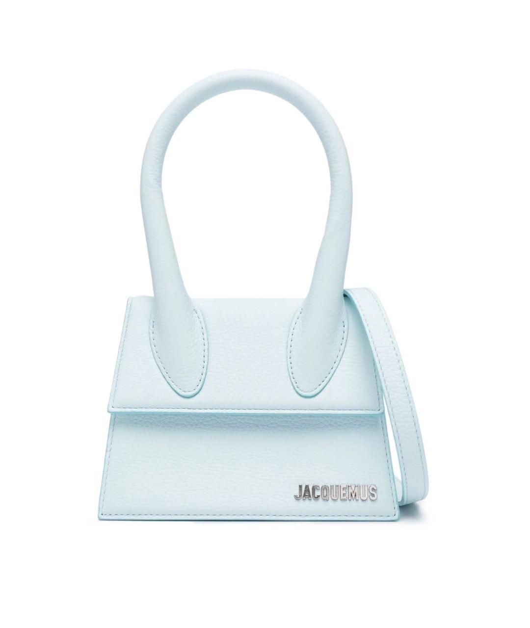 JACQUEMUS Голубая кожаная сумка тоут, фото 8