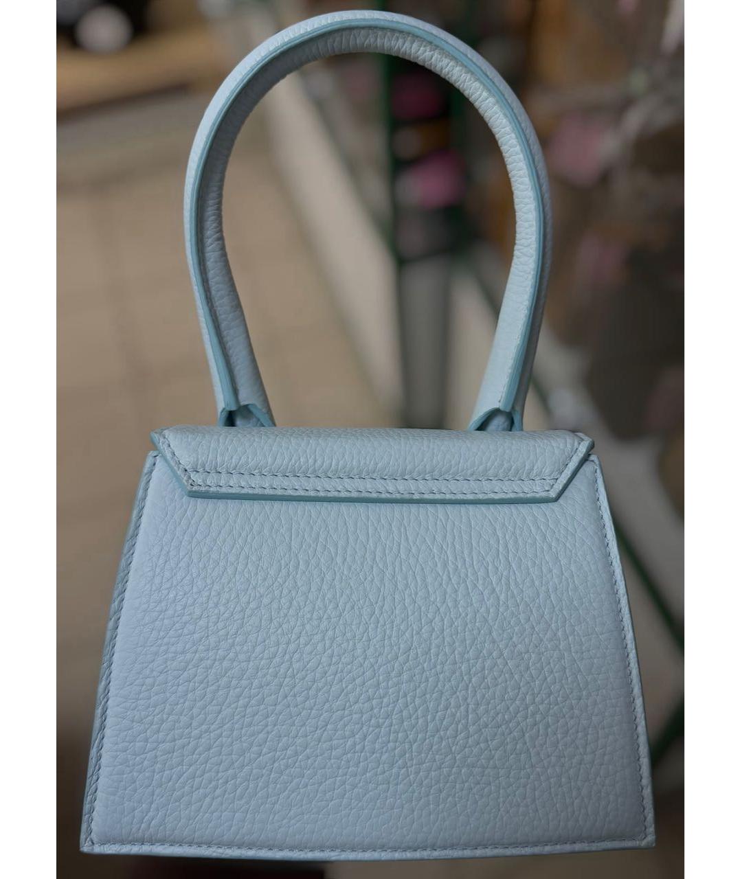JACQUEMUS Голубая кожаная сумка тоут, фото 3