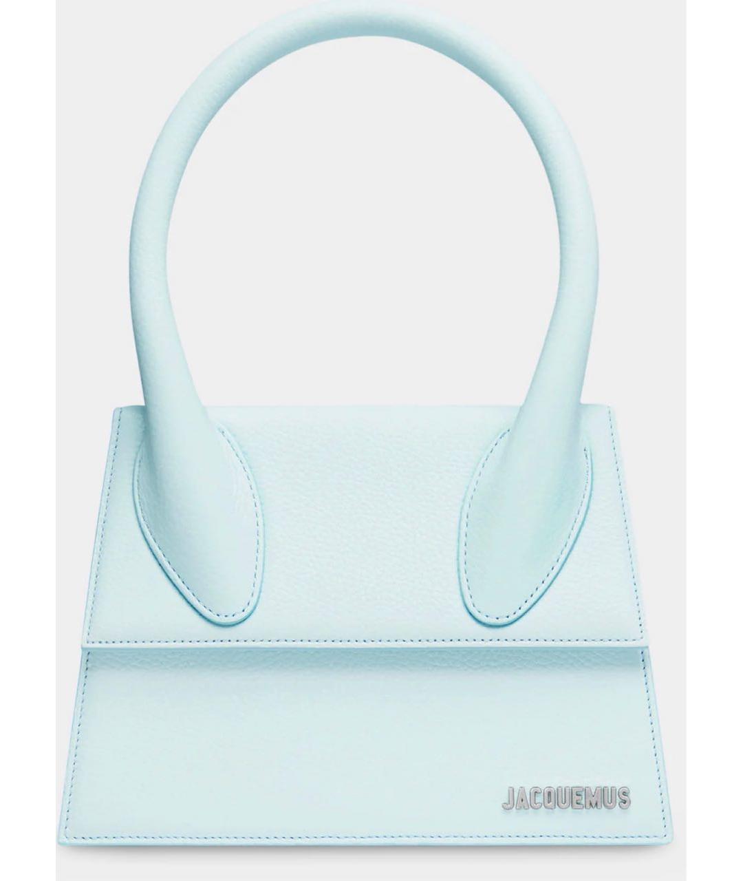 JACQUEMUS Голубая кожаная сумка тоут, фото 4