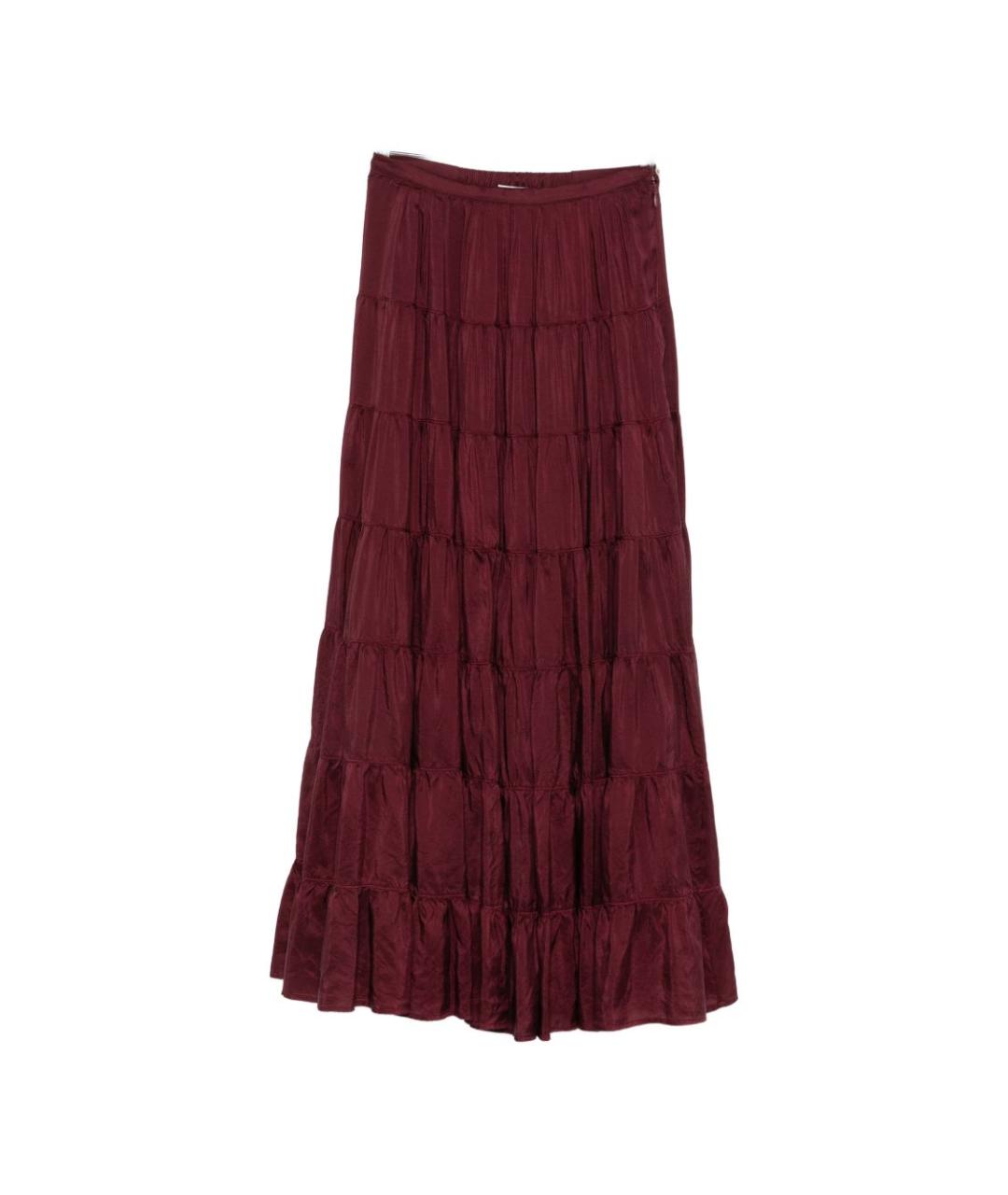 FORTE FORTE Бордовая шелковая юбка миди, фото 1
