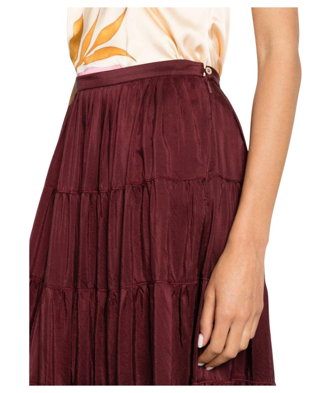 FORTE FORTE Бордовая шелковая юбка миди, фото 3