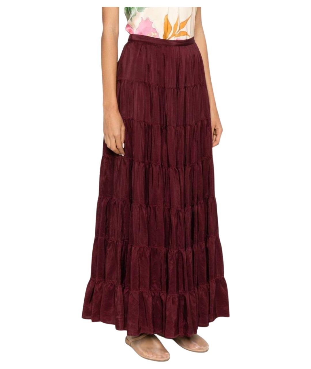 FORTE FORTE Бордовая шелковая юбка миди, фото 2