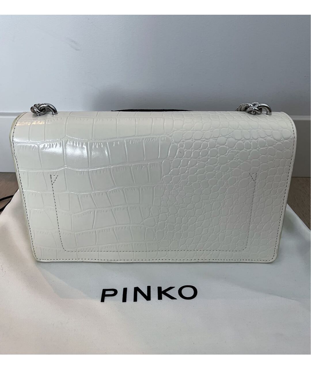 PINKO Белая сумка тоут из лакированной кожи, фото 3
