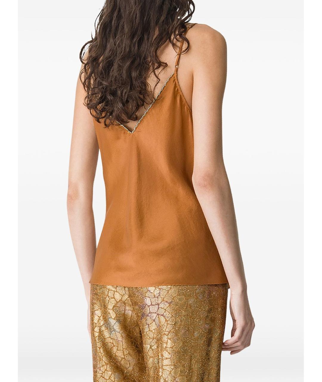 FORTE FORTE Коричневая шелковая майка, фото 3