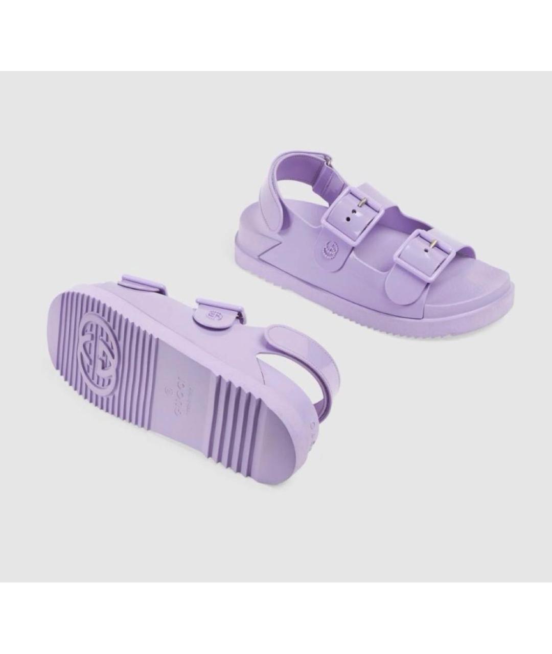 GUCCI Фиолетовые резиновые сандалии, фото 5