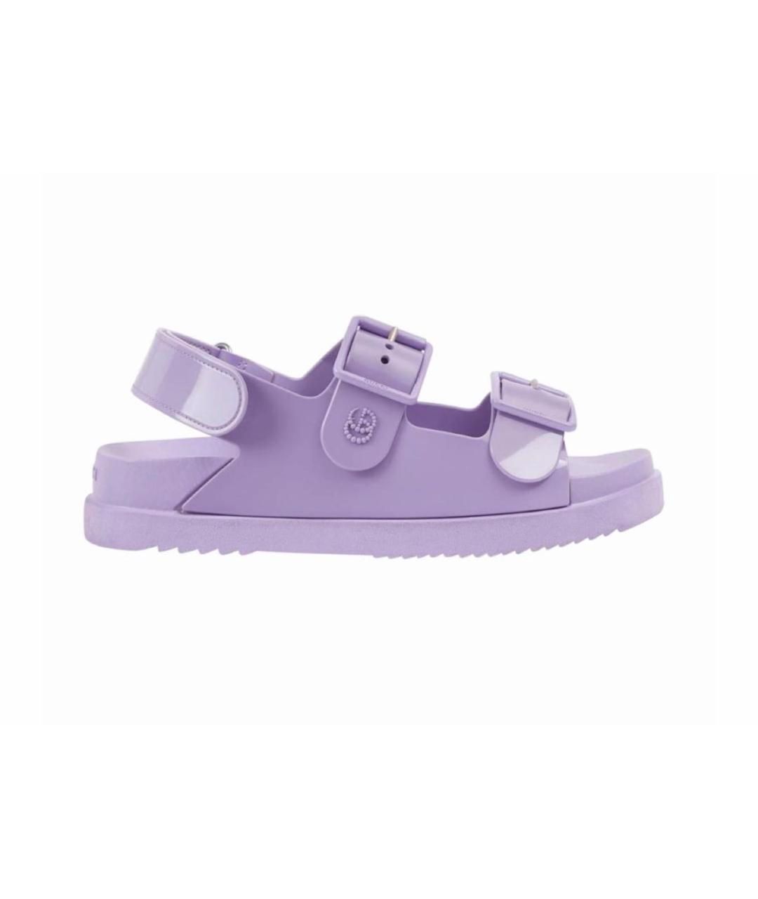 GUCCI Фиолетовые резиновые сандалии, фото 7