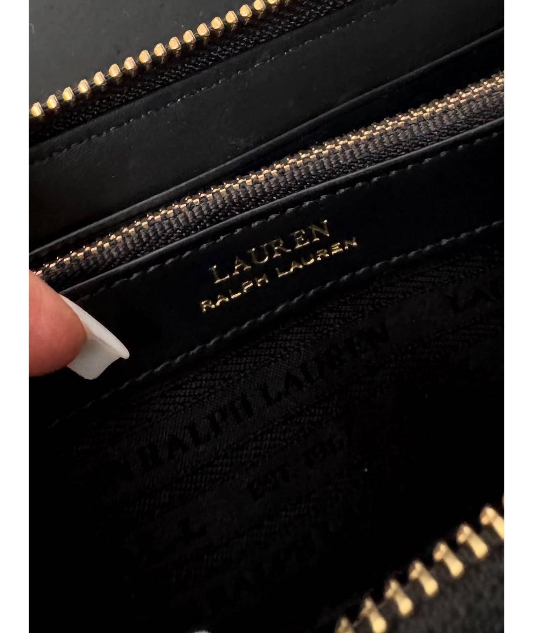 RALPH LAUREN Черный кожаный кошелек, фото 4