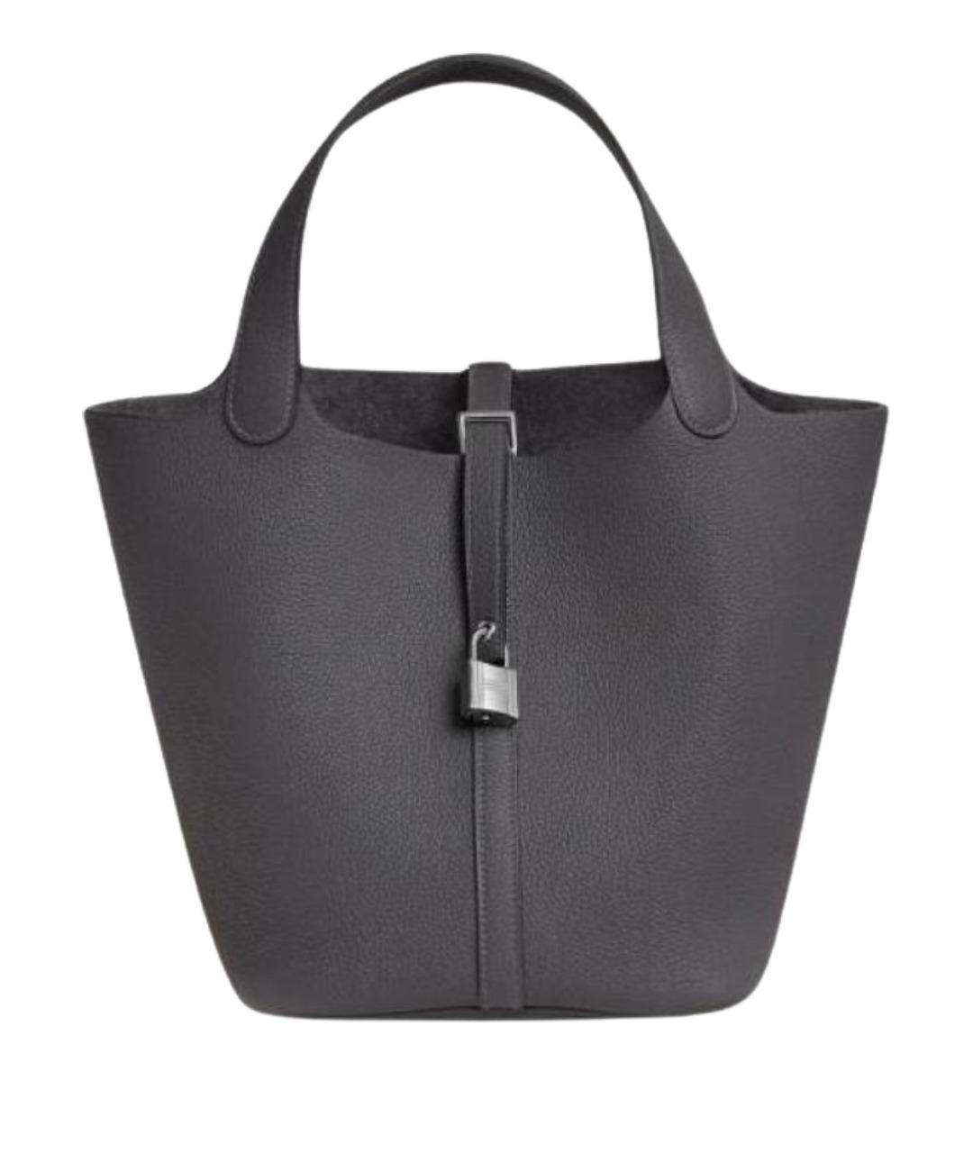 HERMES Антрацитовая кожаная сумка через плечо, фото 1