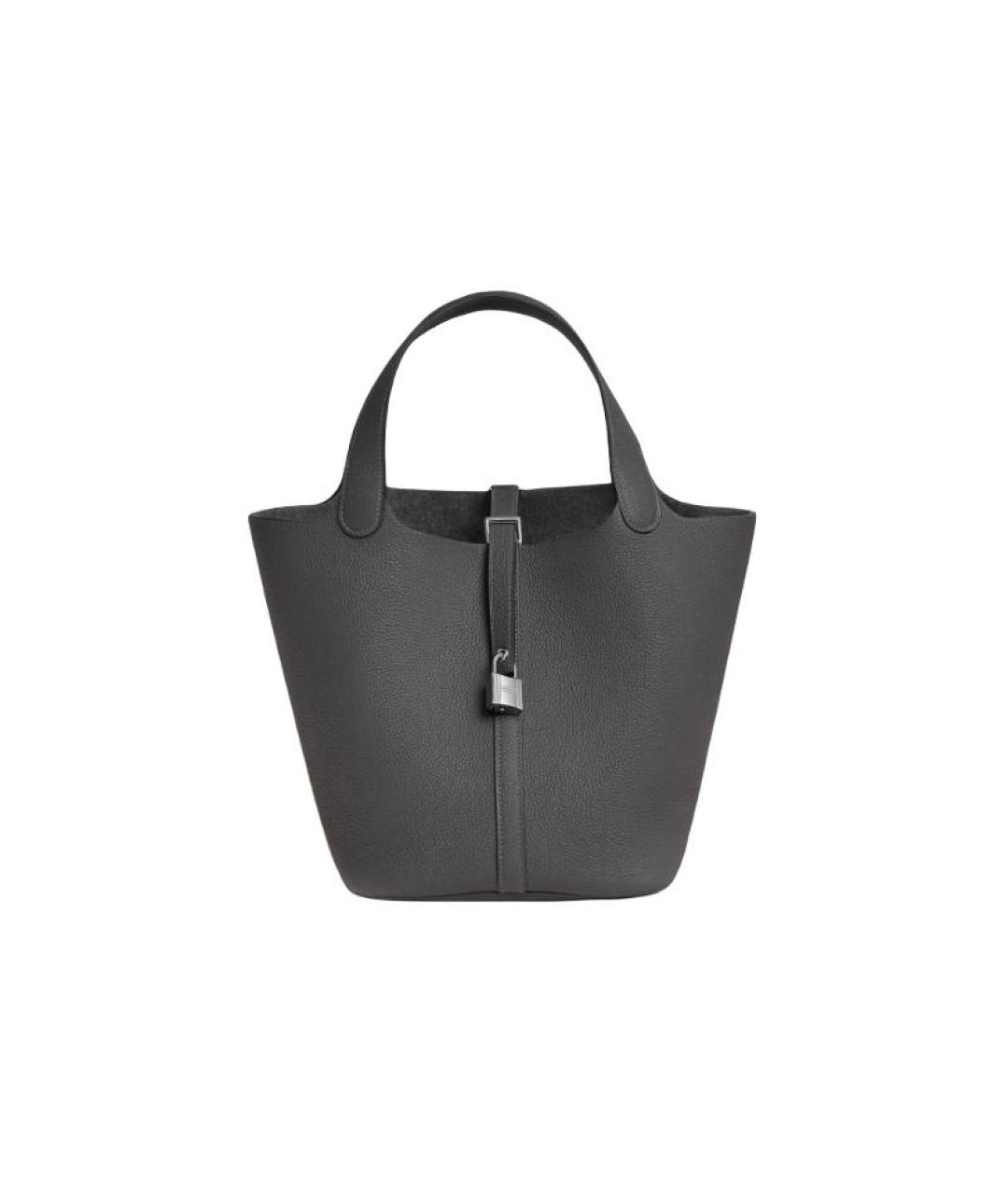 HERMES Антрацитовая кожаная сумка через плечо, фото 6