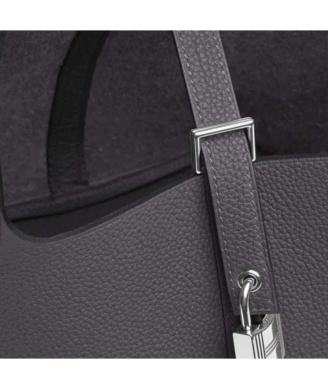 HERMES Антрацитовая кожаная сумка через плечо, фото 5