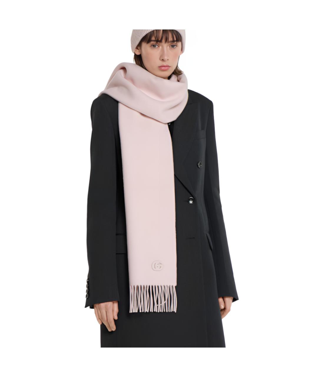 GUCCI Розовый кашемировый шарф, фото 3