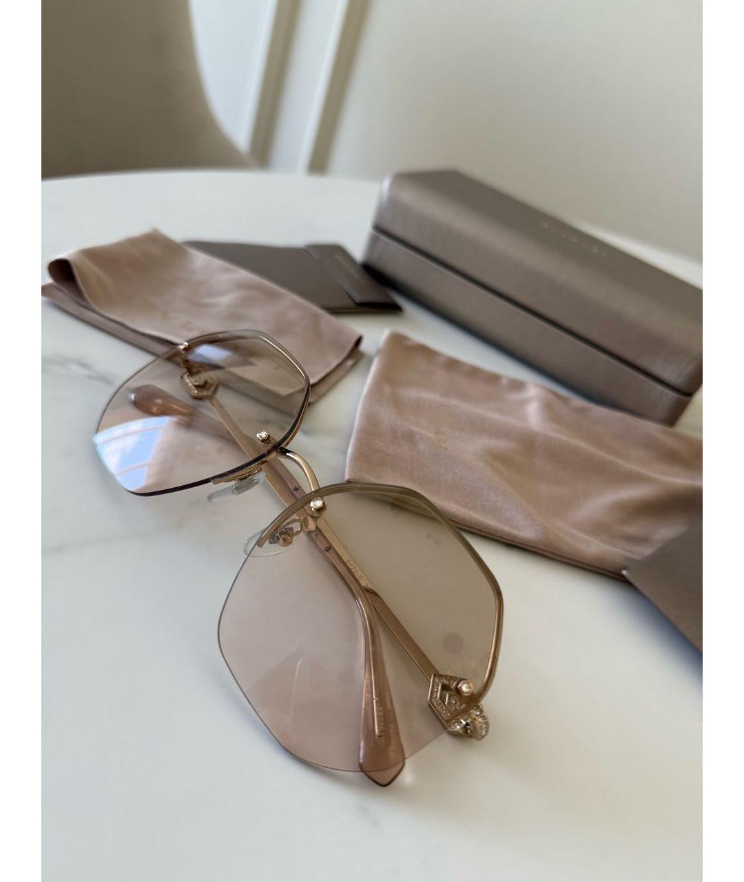 BVLGARI Золотые металлические солнцезащитные очки, фото 2