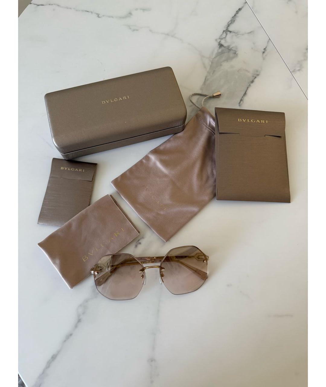 BVLGARI Золотые металлические солнцезащитные очки, фото 4