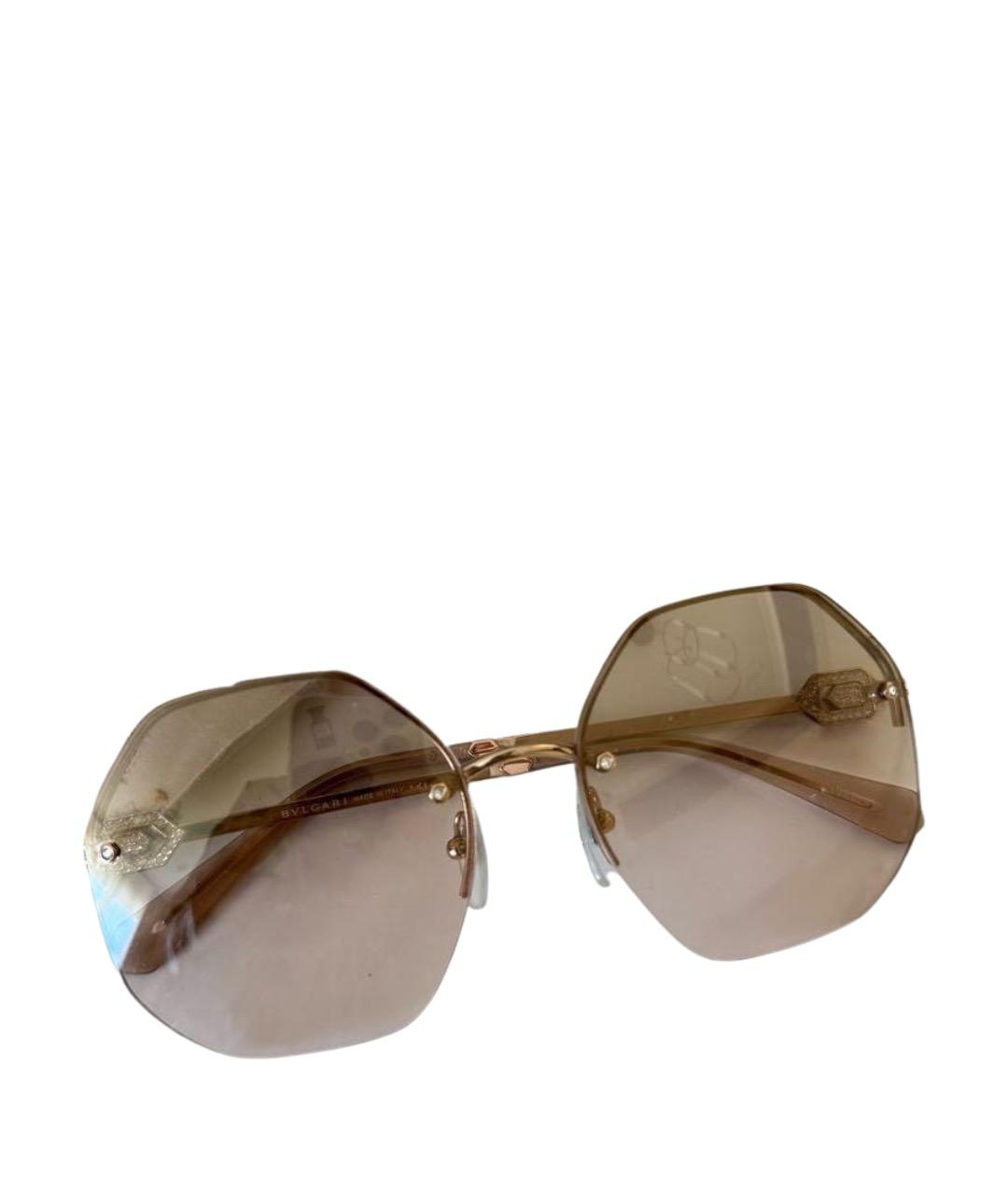 BVLGARI Золотые металлические солнцезащитные очки, фото 7