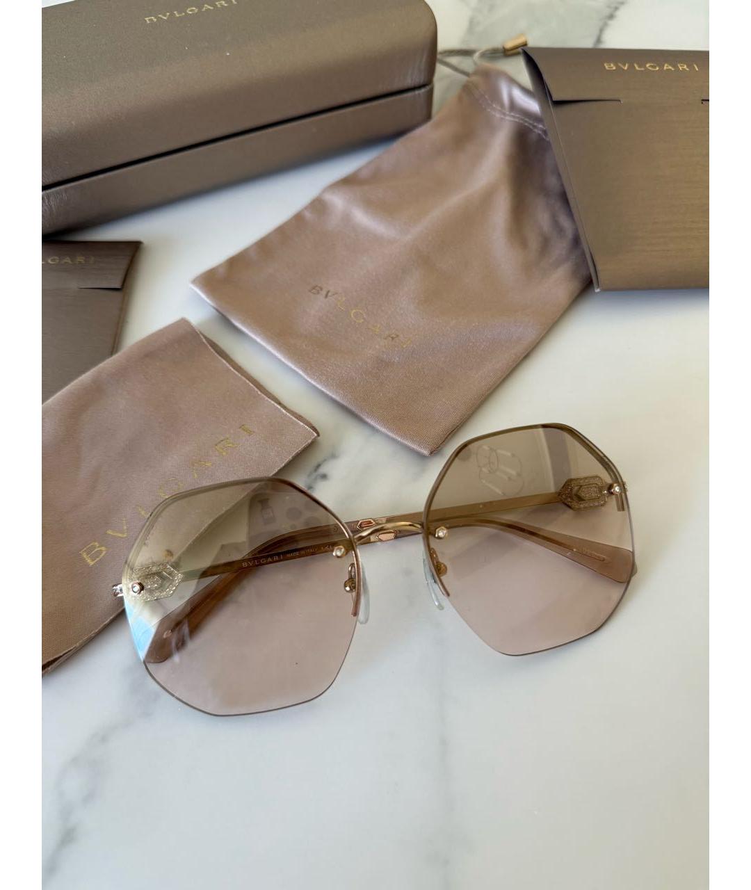 BVLGARI Золотые металлические солнцезащитные очки, фото 6