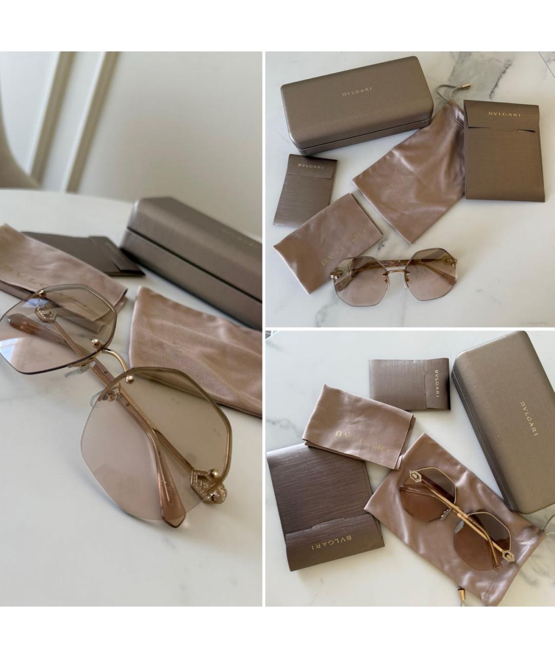 BVLGARI Золотые металлические солнцезащитные очки, фото 5