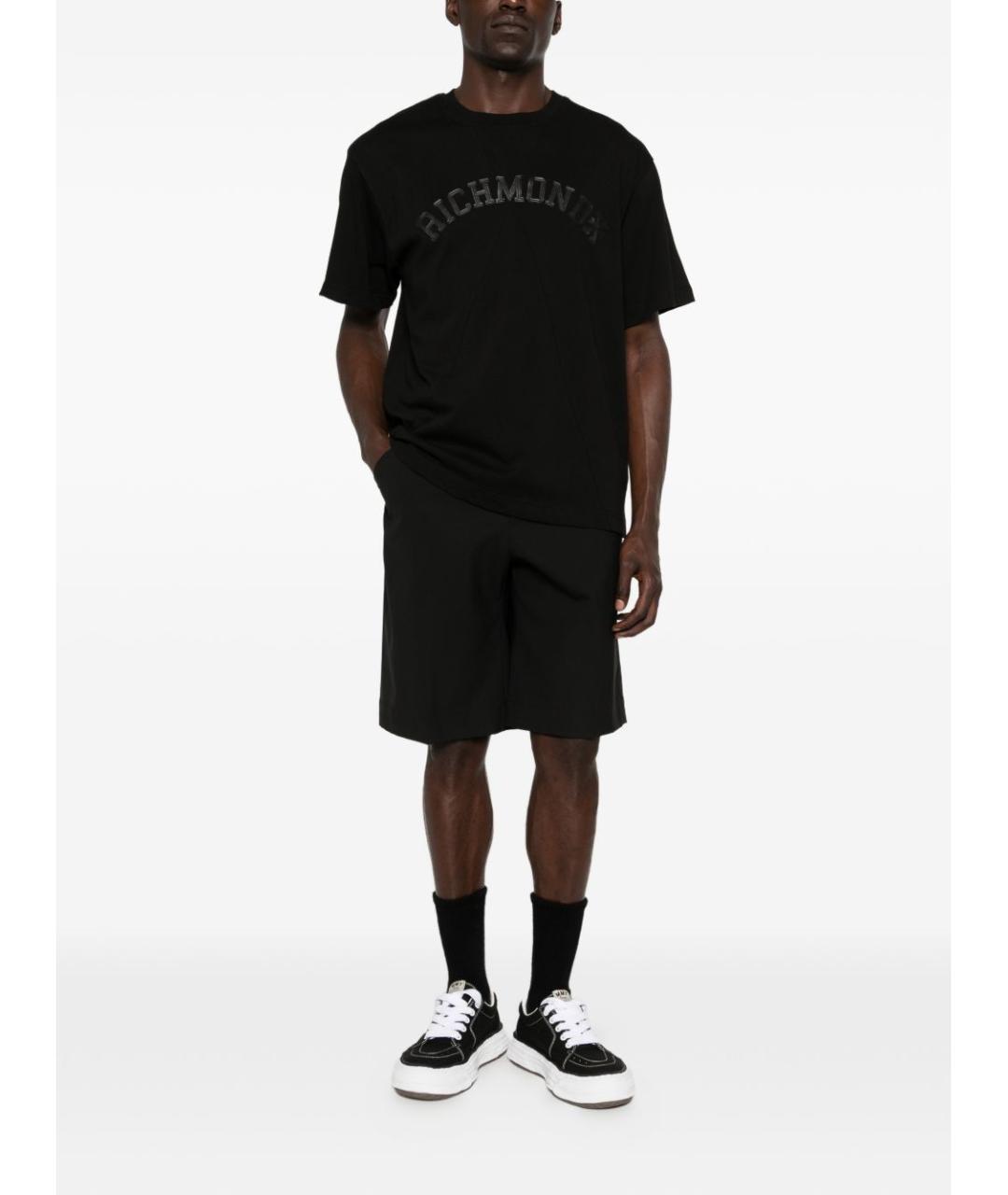 JOHN RICHMOND Черная хлопковая футболка, фото 2