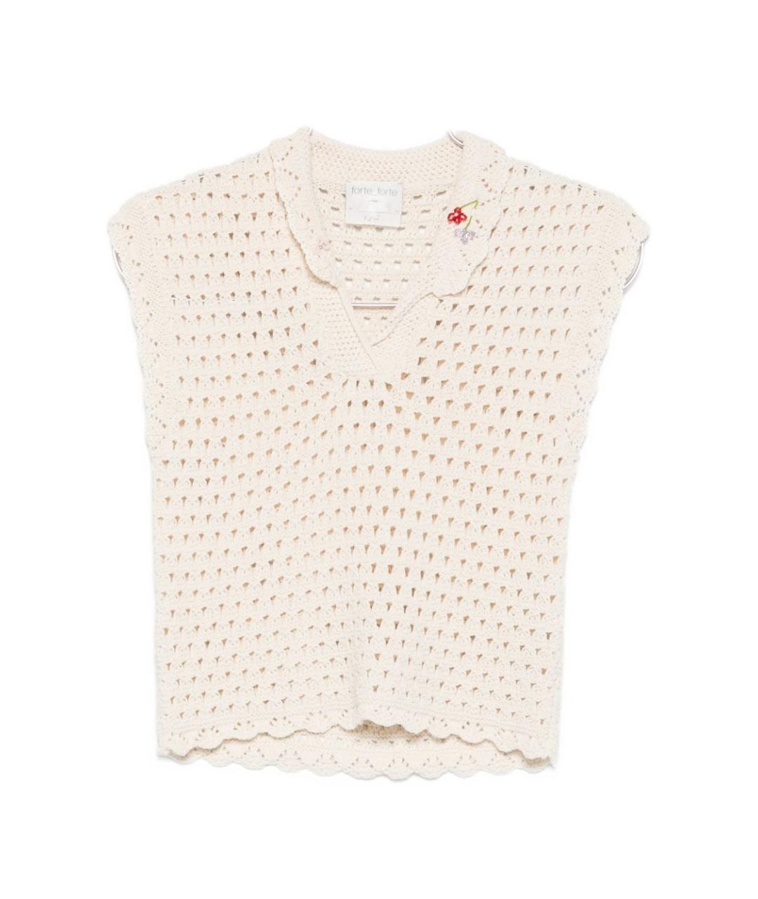 FORTE FORTE Бежевая хлопковая футболка, фото 1